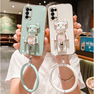 เคสโทรศัพท์มือถือ มีทรายไหล ลายหมี สําหรับ OPPO Reno5 Reno 5F Reno5 Pro Reno4 Reno4 Z Reno4 Pro Reno3 Reno2 Reno2F Reno2Z