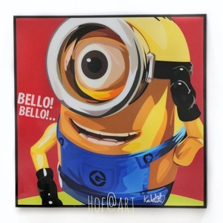 Minion มินเนี่ยน Stuart Bello เรื่อง Despicable Me รูปภาพ​ติด​ผนัง​ pop art การ์ตูน อนิเมชั่น แต่งบ้าน ของขวัญ กรอบรูป