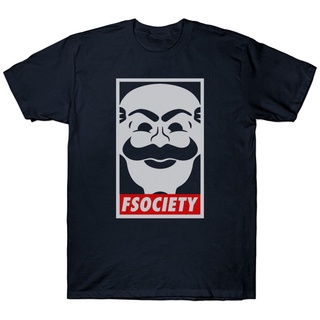 T-shirt  ใหม่ เสื้อยืด ผ้าฝ้าย พิมพ์ลายหุ่นยนต์ Fsociety A Mr By Akiwa ของขวัญวันเกิด แฟชั่นสําหรับผู้ชายS-5XL