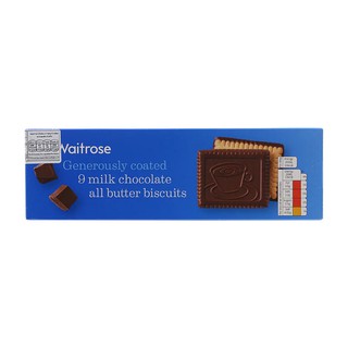 เวทโทรสมิลค์ช็อกโกแลตออลบัตเตอร์บิสกิต 125กรัม Waitrose Milk Chocolate All Butter Biscuit 125g.