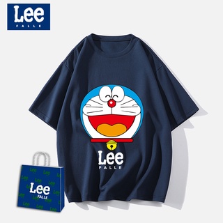 [S-5XL]เสื้อยืดแขนสั้น ผ้าฝ้าย พิมพ์ลายโดราเอมอน แฟชั่นฤดูร้อน สําหรับคู่รัก