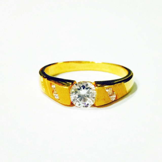 แหวนเพชร cz หุ้มทองคำแท้ 18K เลเซอร์ 18K ที่ตัวเรือน