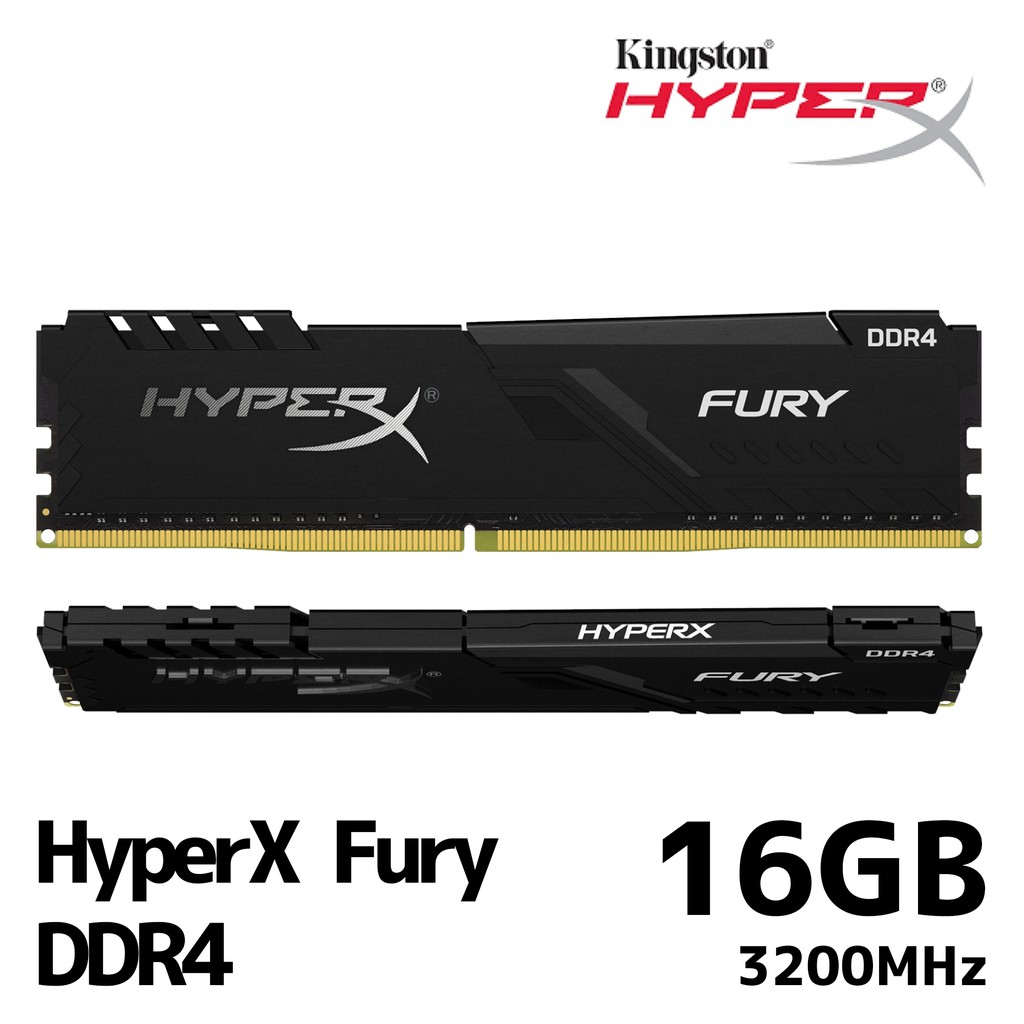 16GB (8GBx2) DDR4/3200 RAM PC (แรมพีซี) KINGSTON HyperX FURY BLACK (HX432C16FB3K2/16) (kf432c16bbk2/16)