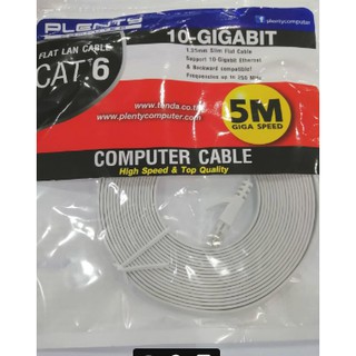 สายแลน แบบแบน Plenty computer Flat Lan Cable Cat.6 ( 5M GIGA SPEED ) - White