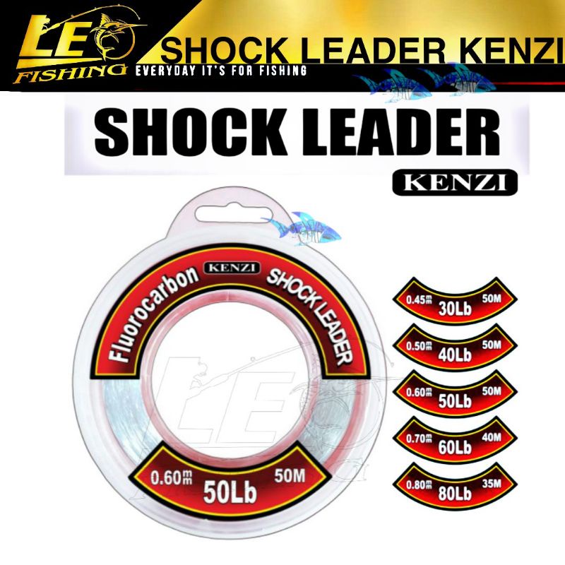 KENZI KOJI FLUOROCARBON SHOCK LEADER 50M LENGTH AVAILABLE 15LB 20LB 30LB 40LB 50LB 60LB 80LB