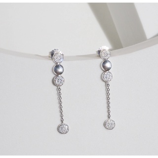 Silvermatters ต่างหูก้านหยดคริสตัล (Crystal Circle Drop Earrings)