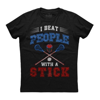 ขายดี เสื้อยืดแขนสั้น ลาย I Beat People With A Stick Lacrosse สีดํา สไตล์คลาสสิก สําหรับผู้ชาย MJkabo67ICkaog49สามารถปรั