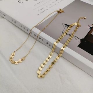 Minimalist retro shiny mini round necklace clavicle chain Korean style