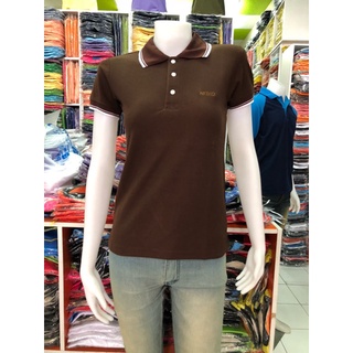 เสื้อโปโล สีเลือดหมูคอคลีปขาว