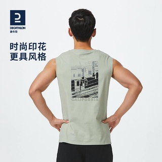 ❃▤Decathlon เสื้อยืดกีฬา แขนกุด คอกลม ระบายอากาศ ทรงหลวม พิมพ์ลาย ขนาดใหญ่ สําหรับผู้ชาย MSMT