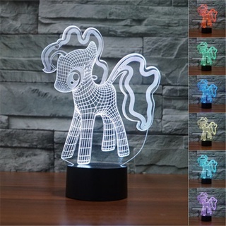 My Little Pony โคมไฟกลางคืน 3D ไล่โทนสี 7 สี ของขวัญสําหรับเด็ก USB LED