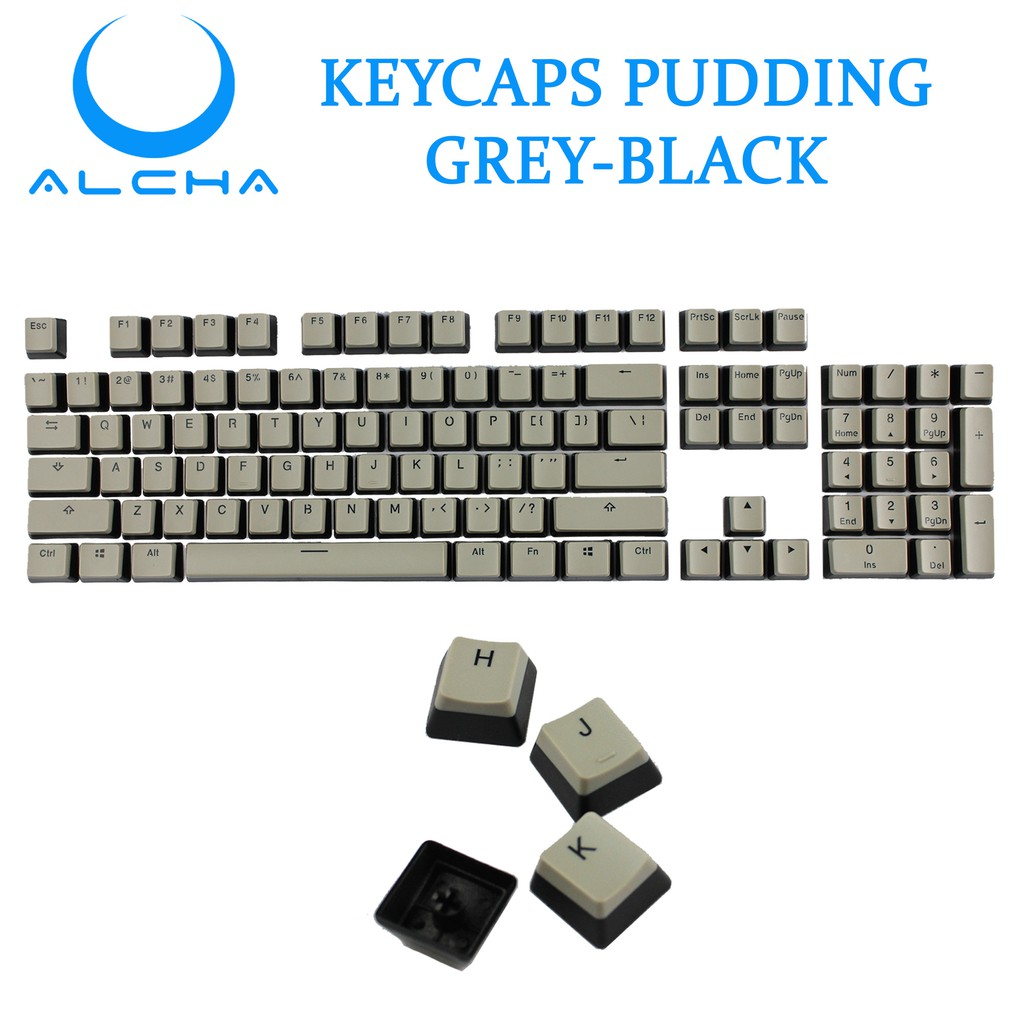 ALCHA KEYCAPS PUDDING / PUDDING GREY - คีย์บอร์ดเครื่องกลสีดํา