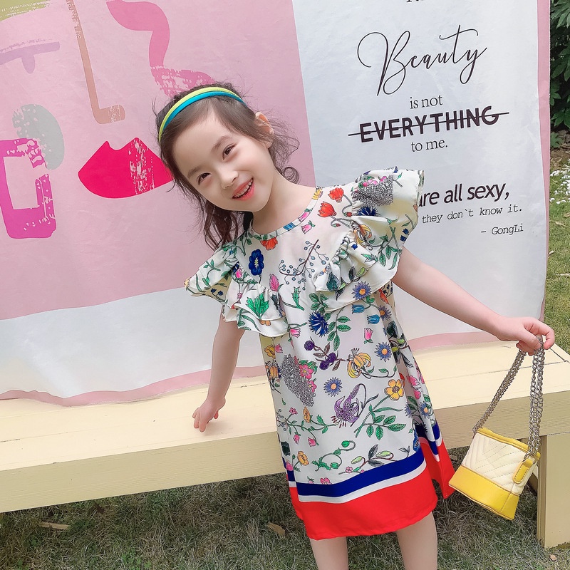 nana 2020205 ดรสเด็กผู้หญิง ลายดอกไม้เนื้อผ้าเบาบาง