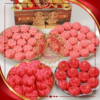 ขนมดอกไม้รวม (ขนาดกลาง) [ดอกชบา/ดอกกุหลาบเศรษฐี/ดอกบัวสวรรค์/ดอกไฮเดรนเยีย]
