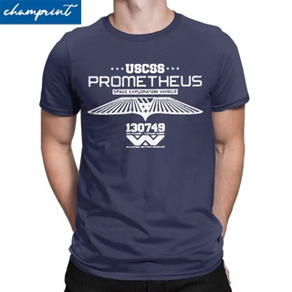 Prometheus เสื้อยืดผ้าฝ้าย แขนสั้น คอกลม พิมพ์ลายเอเลี่ยน Weyland Yutani Corp สไตล์วินเทจ สําหรับผู้ชายSize S-5XL