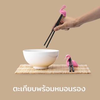 Qualy ตะเกียบ พร้อมที่วาง รุ่นนกกระเรียน ตะเกียบดีไซน์ -  Master Crane - Chopsticks+Chopsticks Holder QL10106