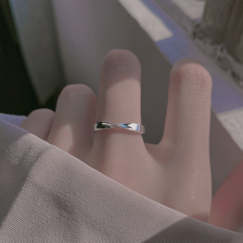 แหวนเงิน เกรด 925 แบบเปิด ดีไซน์เรียบง่าย พรีเมี่ยม สําหรับผู้หญิง - รูปที่ 2