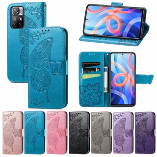 Xiaomi Redmi note 11 s 11s Pro + plus note11 poco m 4 m4 Pro m4Pro 5G Butterfly Leather Flip Phone Case Card Slot wallet Magnetic Bracket protective casing premium PU shockproof Soft back cover Cases