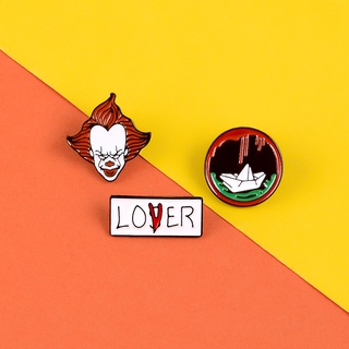 Stephen Kings IT Movie Enamel Pins Halloween Clown Lover or Loser Badges Brooches Lapel Pin Denim Bag Hat Jewelry Gifts