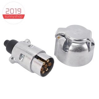 Trailer Accessories- 7 Pin Trailer Plug 12V Rv Sockets Towbar Towing 7Pin Metal Trailer Connectors