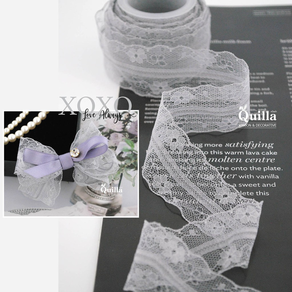 ริบบิ้นผ้าลูกไม้ Grace 35มิล - รูปที่ 3