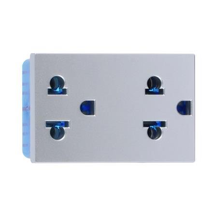 [พร้อมส่ง] HomeDoDee เต้ารับคู่ 3 ขา มีกราวด์ SIEMENS 5UB9852-7PB02 สีเงิน เต้ารับสายไฟ เต้ารับ