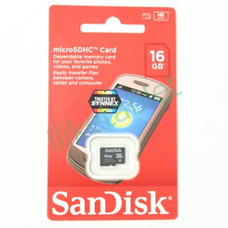 SANDISK Micro SD card 16Gb ของแท้ synnex รับประกันตลอดชีพ