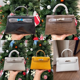 Mini Kelly 22 cm. Crocodile Skin