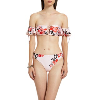 Angelys Balek ชุดว่ายน้ำ Pink Floral Print Off The Shoulder Bikini Swimsuit รุ่น SS20SW00302006 สีชมพู