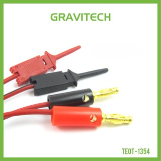 [Gravitechthai] 4mm Gold Banana Plug to Test Hook Clip 1Meter Pair Black/Red