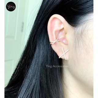 Mix&amp;Match✨ต่างหูเพชร X &amp; Ear cuff  สีทอง