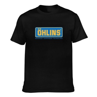 [100% Cotton] เสื้อยืดลําลอง แขนสั้น คอกลม ลาย Ohlins Racing Shock Suspension สีขาว แฟชั่นสําหรับผู้ชาย ไซซ์ 3xl