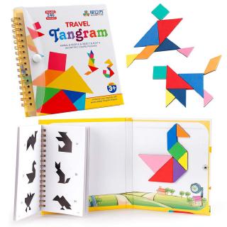 tangram ปริศนาแม่เหล็ก, 150 240 คำถามหนังสือ, ของเล่นเพื่อการศึกษาสำหรับเด็ก (3 ชุดแม่เหล็ก tangram)