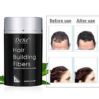 ไฟเบอร์เพิ่มผมหนา ปิดผมบาง กลางศีรษะล้าน Dexe  Hair Building Fiber สีดำ ขวด22กรัม