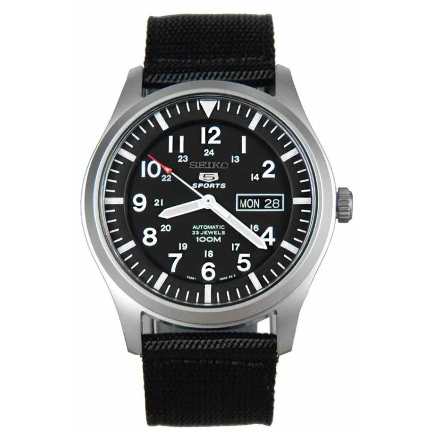 Seiko 5 Sport Automatic นาฬิกาข้อมือผู้ชาย Black สายผ้ารุ่นSNZG15K1