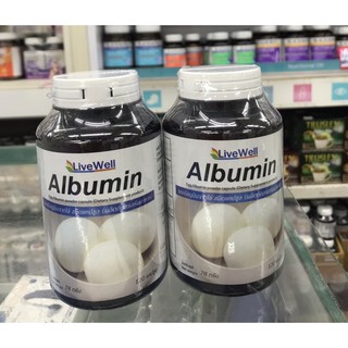 Albumin Livewell ผงอัลบูมินจากไข่ (ผลิตภัณฑ์เสริมอาหาร) บรรจุ120แคปซูล พร้อมส่ง!!