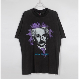 เสื้อยืดสีขาว❤พร้อมส่ง❤ เสื้อยืดแขนสั้นลําลอง คอกลม ทรงหลวม ลาย Einstein สไตล์วินเทจ สําหรับผู้ชาย และผู้หญิงS-4XL