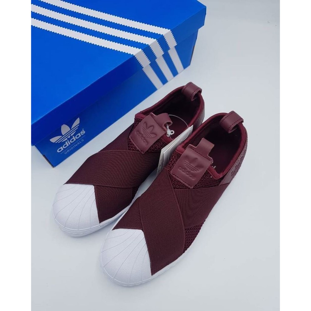 adidas superstar slip on maroon