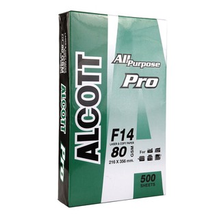 กระดาษถ่ายเอกสาร F14 80แกรม (500แผ่น) แอลคอท Copier paper F14 80 grams (500 sheets) Alcot