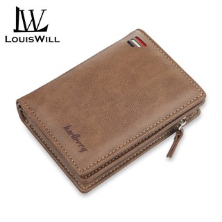 louiswill กระเป๋าสตางค์ใบสั้นแฟชั่นสําหรับผู้ชายหนัง pu ทรงคลัทช์ใส่บัตรได้