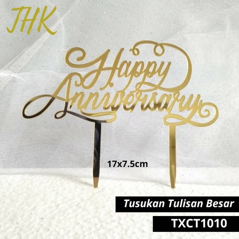 TXCT1010 - Happy Anniversary Aluminium Cake Topper Cake Pick Decorative