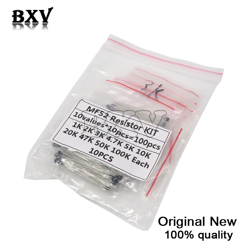 100 ชิ้น = 10 ค่า*10 ชิ้น NTC Thermistor Resistor Kit NTC-MF52AT 1K 2K 3K 4.7K 5K 10K 20K 47K 50K 10