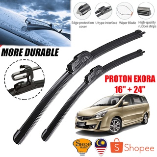 Proton Exora ที่ปัดน้ําฝน ซิลิโคนนุ่ม ไร้กระดูก อุปกรณ์เสริมในรถยนต์ ด้านหน้า ใบปัดน้ําฝน 16 นิ้ว + 24 นิ้ว