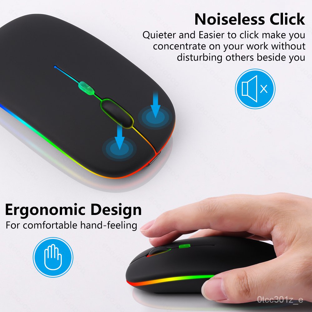 qpZC Wireless Mouse Bluetooth Rechargeable Mouse Ultrathin Silent LED