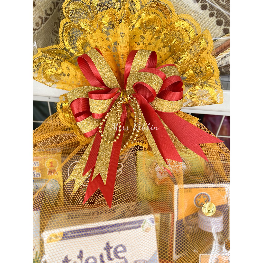 ริบบิ้นพับเหรียญ ริบบิ้นกากเพชร ตราระฆัง เลือกสีได้ ยาว 25หลา - รูปที่ 2