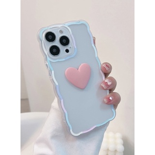 เคสโทรศัพท์มือถือ ไอโฟนสีใสตกแต่งด้วยหัวใจ