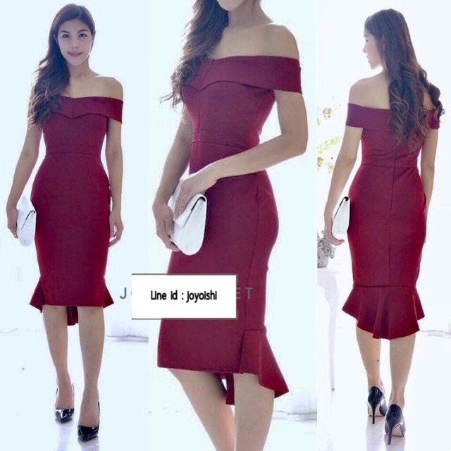 👗Emily Dress ✅สีเลือดนก