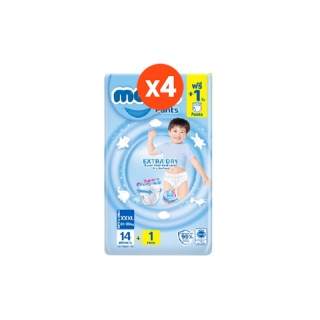 Molfix กางเกงผ้าอ้อมโมลฟิกซ์ เอ็กซ์ตร้า ดราย แพ้นส์ 3XL 14+1 ชิ้น x4 (ยกลัง)