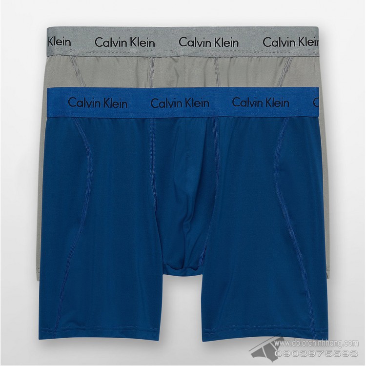 [ Aut . ] Calvin Klein NP1908O Micro Stretch Boxer Brief ชุดชั ้ นในชาย 2 แพ ็ ค สีฟ ้ า / สีเทา