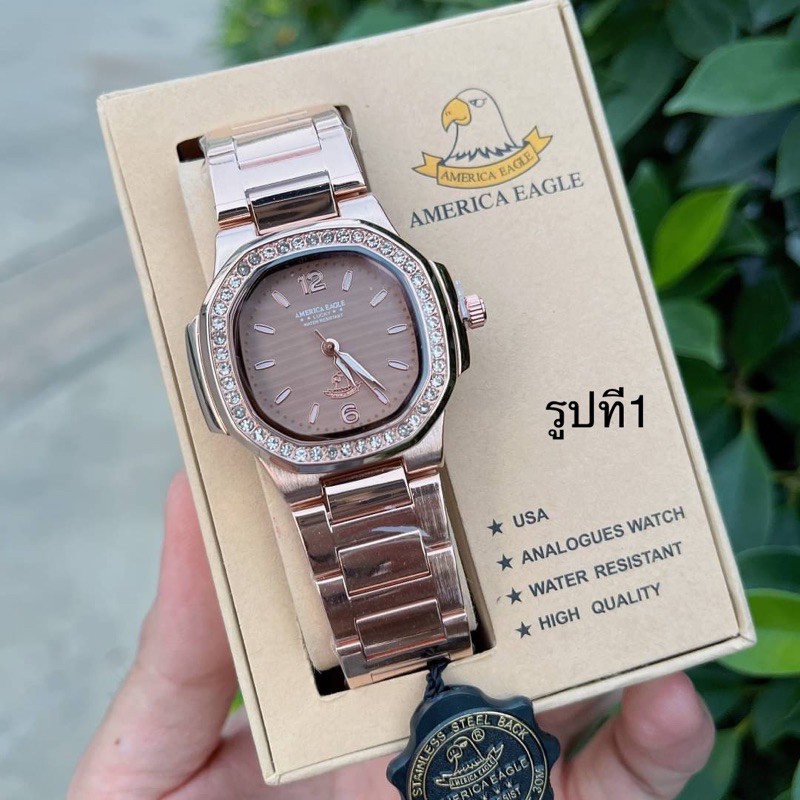 America Eagale pink gold ขอบเพชร